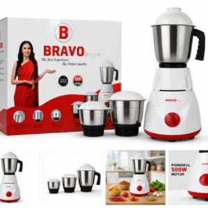 bravo plus mixer grinder 500w | powerful motor | 3 stainless steel jars
