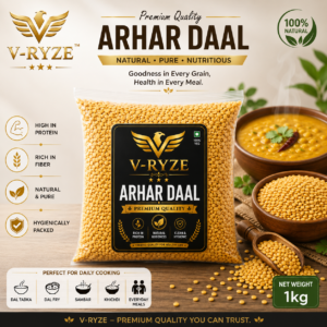 V-Ryze Premium Arhar Daal 1kg - Natural High Protein Toor Dal