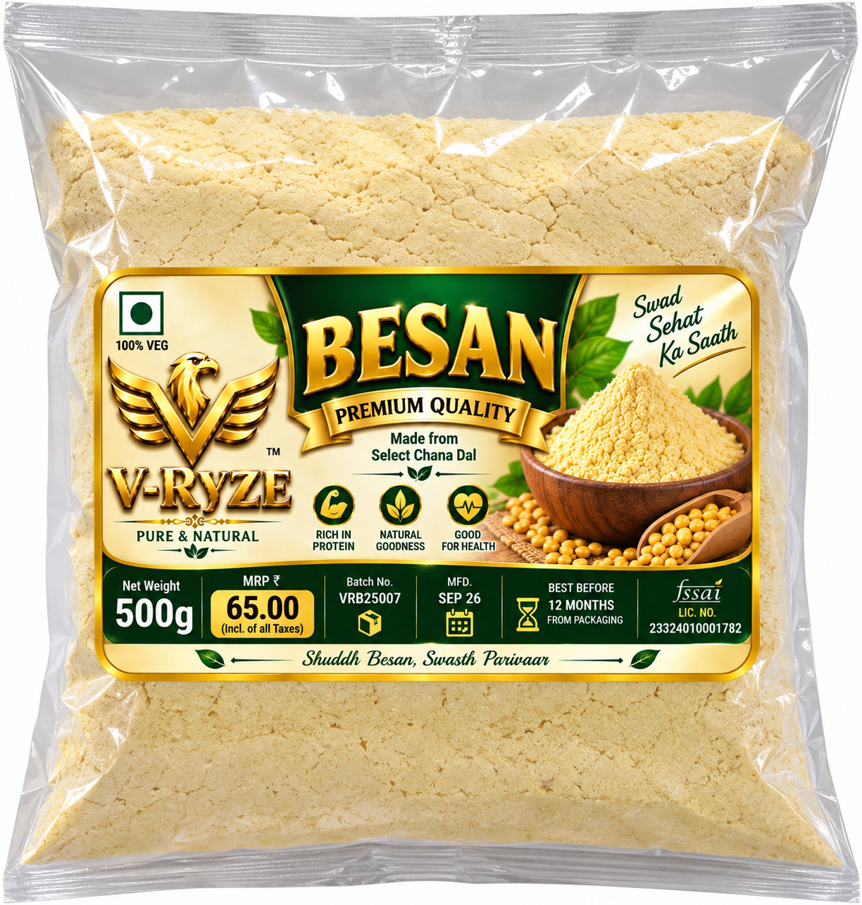 V-Ryze Besan 500g premium quality chana dal besan